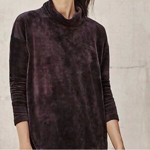 J Jill Pure Jill Womens Crushed Velour Cowl Neck Tunic Top Purple Sz L Petite